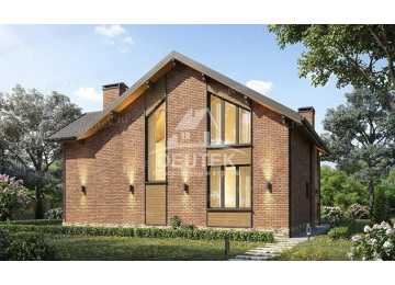 Проект жилого двухэтажного дома с большими окнами - LK-332