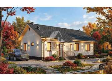 Проект узкого одноэтажного дома с тремя спальнями - LK-341