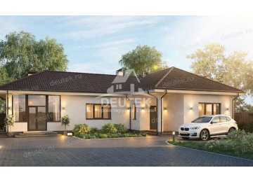 Проект углового одноэтажного дома с баней - LK-355