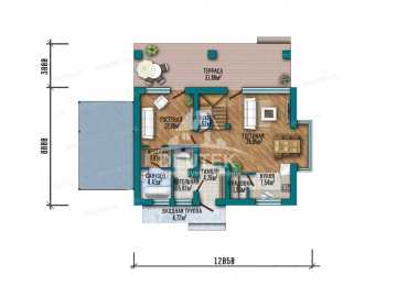 Проект узкого двухэтажного дома с мансардой - LK-443