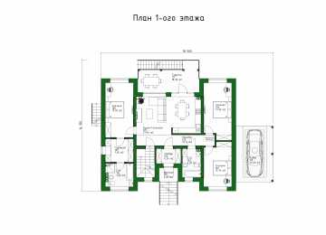 Проект узкого одноэтажного дома с цоколем - P259