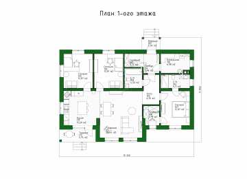 Проект узкого одноэтажного дома со вторым светом - P268