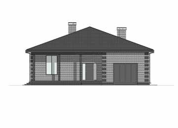 Проект узкого одноэтажного дома с одноместным гаражом - P269