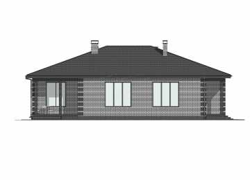 Проект узкого одноэтажного дома с одноместным гаражом - P269