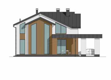Проект жилого двухэтажного дома с большими окнами - P276