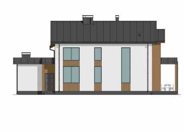 Проект жилого двухэтажного дома с большими окнами - P276