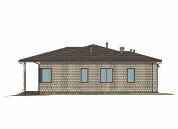 Проект узкого одноэтажного дома с пятью спальнями - P279