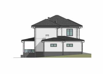 Проект жилого двухэтажного дома с одноместным гаражом - P280