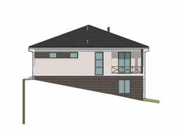 Проект квадратного двухэтажного дома с цоколем и одноместным гаражом - P228