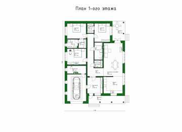 Проект узкого одноэтажного дома с одноместным гаражом - P249
