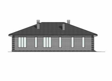Проект узкого одноэтажного дома с одноместным гаражом - P249