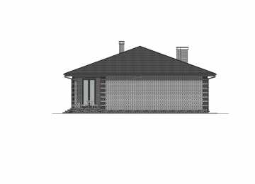 Проект узкого одноэтажного дома с одноместным гаражом - P249