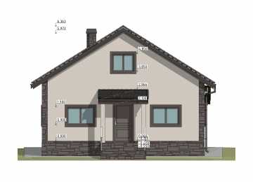 Проект жилого одноэтажного дома с навесом для автомобиля - P251