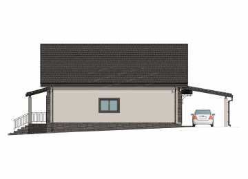 Проект жилого одноэтажного дома с навесом для автомобиля - P251