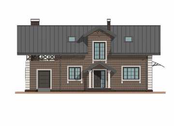 Проект узкого двухэтажного дома с одноместным гаражом и террасой на втором этаже - P277