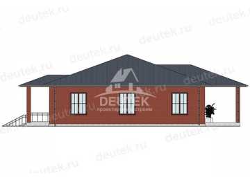 Проект узкого одноэтажного дома с кабинетом - LK-287