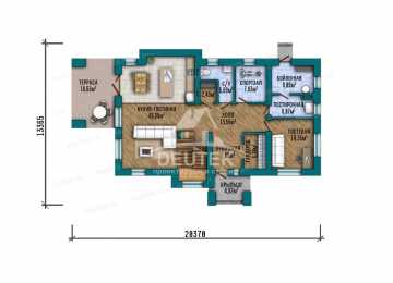 Проект узкого двухэтажного дома с большими окнами и тренажерным залом - LK-299