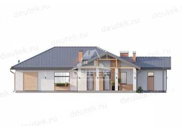 Проект загородного одноэтажного дома с баней и двумя террасами - LK-301
