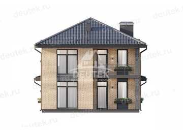 Проект узкого двухэтажного дома с большими окнами - LK-304
