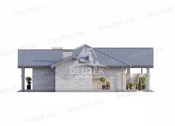 Проект загородного одноэтажного дома с баней и двумя террасами - LK-317