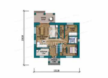 Проект жилого одноэтажного дома из керамических блоков - LK-516