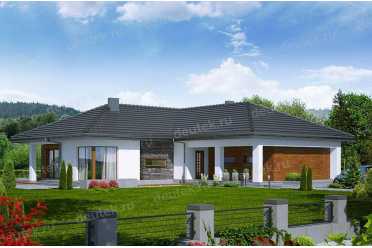 Проект европейского дома с одноместным гаражом 16 на 17 метров DTA100116