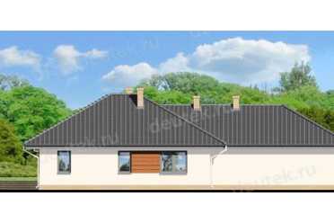 Проект европейского одноэтажного дома с двухместным гаражом и камином 20 на 20 метров DTS100031