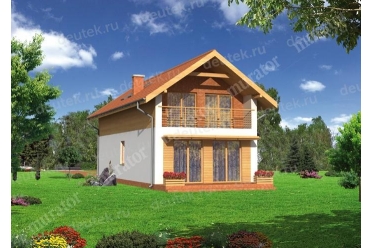 Проект двухэтажного длинного дома с гаражом DTM78